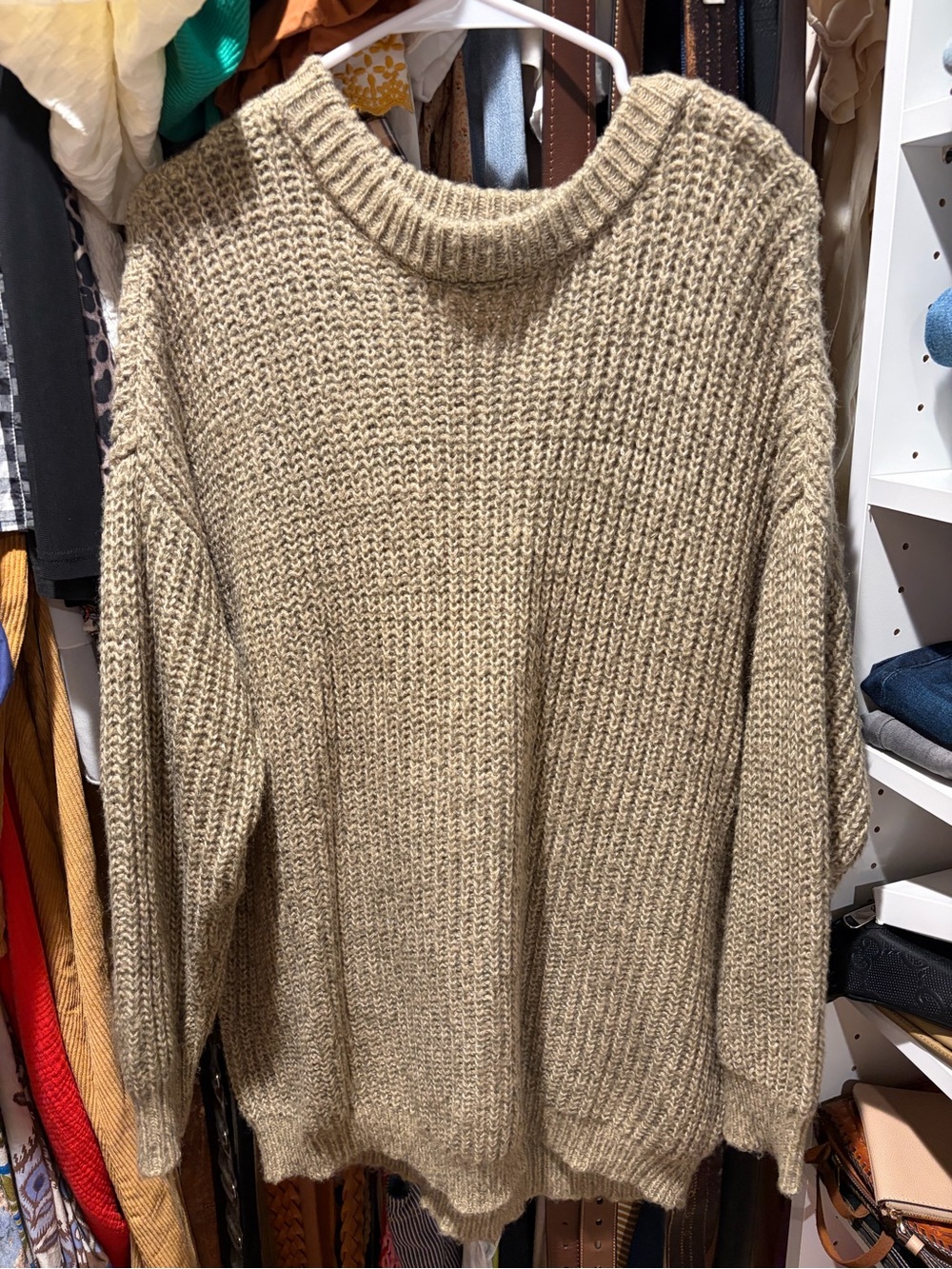 SO Olive-Taupe Oversized Knit Sweater